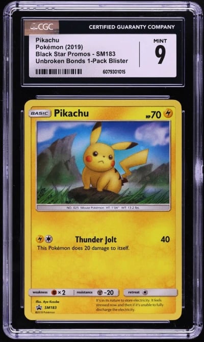 2019 Pokemon Sun & Moon Promo Unbroken Bonds Holo Pikachu #SM183 CGC 9 MINT