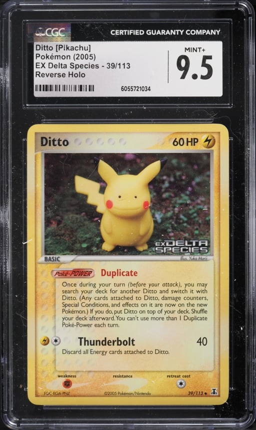 2005 Pokemon EX Delta Species Reverse Holo Ditto Pikachu #39 CGC 9.5 MINT+