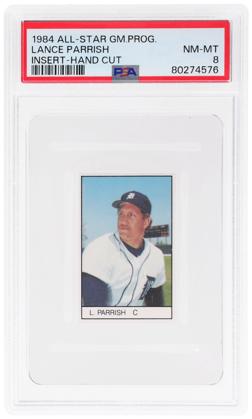 1984 All-Star Game Program Inserts Hand Cut Lance Parrish PSA 8