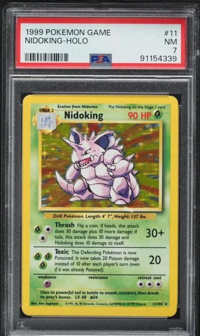 1999 Pokemon Base Set Holo Nidoking #11 PSA 7 NRMT