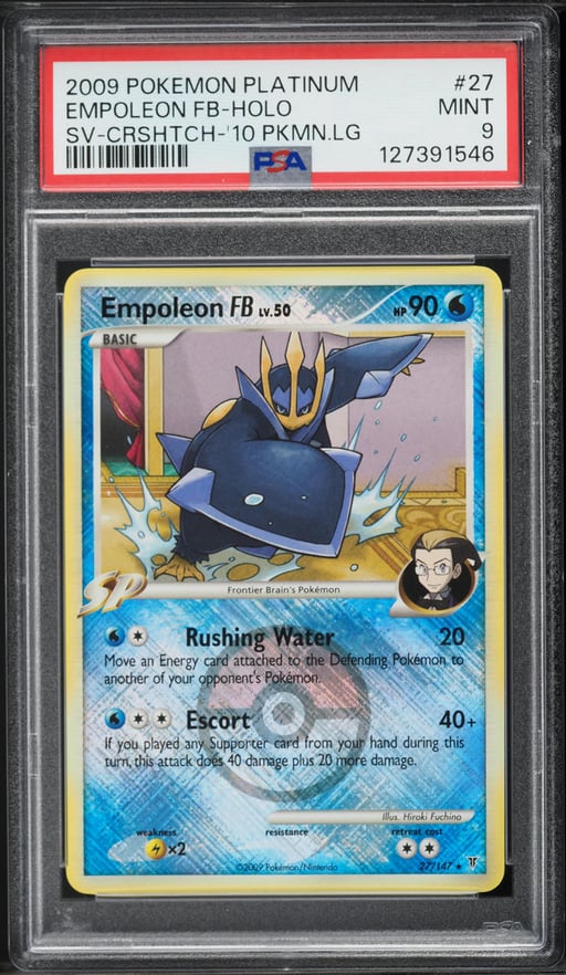 2009 Pokemon Platinum Supreme Victors Crosshatch Holo Empoleon FB #27 PSA 9 MINT