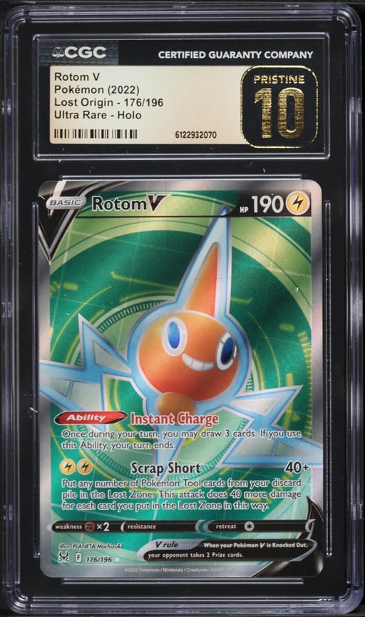 2022 Pokemon Sword & Shield Lost Origin Full Art Rotom V #176 CGC 10 PRISTINE