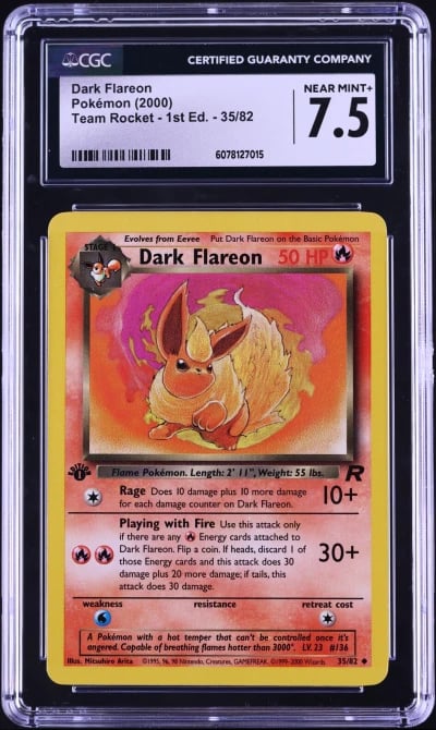 2000 Pokemon Team Rocket 1st Edition Dark Flareon #35 CGC 7.5 NRMT+