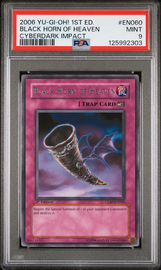 2006 YU-GI-OH! CDIP-CYBERDARK IMPACT EN060 BLACK HORN OF HEAVEN 1ST EDITION PSA 9