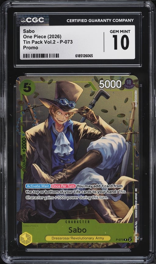 2026 One Piece Promo Tin Pack Vol.2 Alt Art Sabo #P-073 CGC 10 GEM MINT