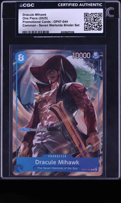 2025 One Piece Promo Seven Warlords Binder Set Alt Art Dracule Mihawk #OP07-044 CGC AUTH