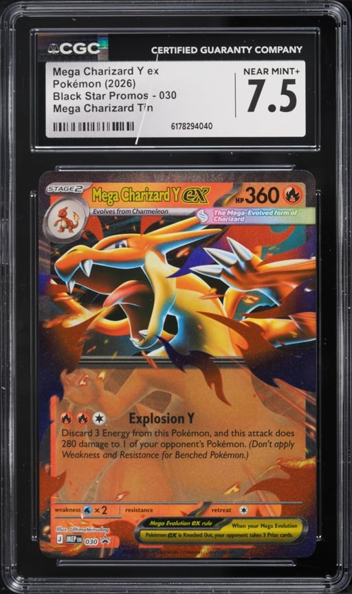 2026 Pokemon Mega Evolution Black Star Promo Tin Mega Charizard Y EX #30 CGC 7.5 NRMT+