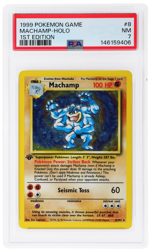 1999 Pokemon Base Set 1st Edition Holo Machamp #8 PSA 7