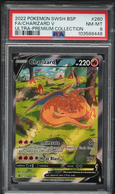 2022 Pokemon SWSH Black Star Promo Ultra Premium Full Art Charizard V #260 PSA 8