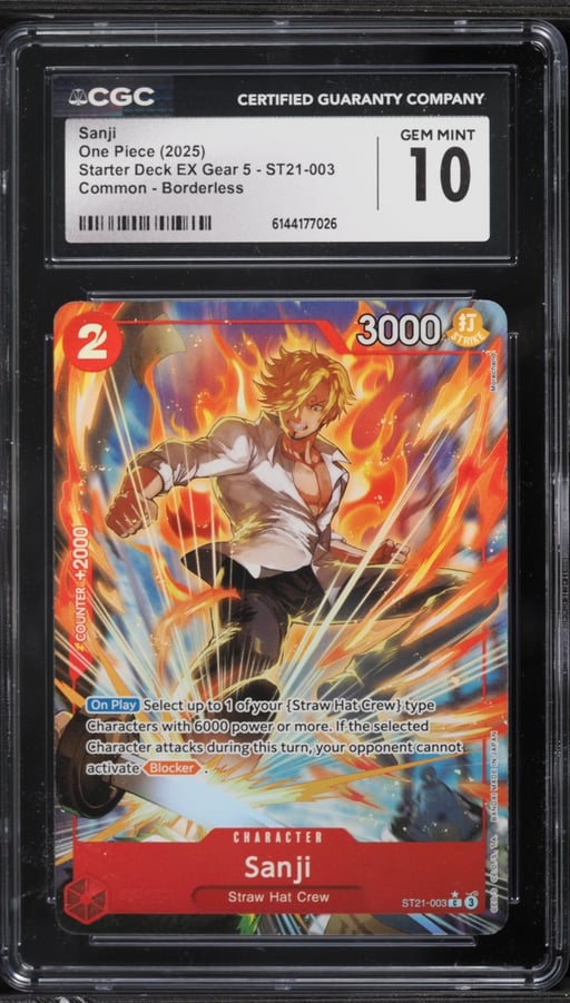 2025 One Piece Starter Deck EX Gear 5 Borderless Alt Art Sanji #ST21-003 CGC 10 GEM MINT