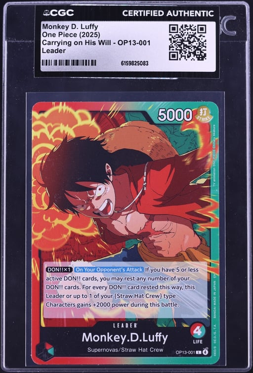 2025 One Piece Carrying On His Will Leader Monkey D. Luffy #OP13-001 CGC AUTH