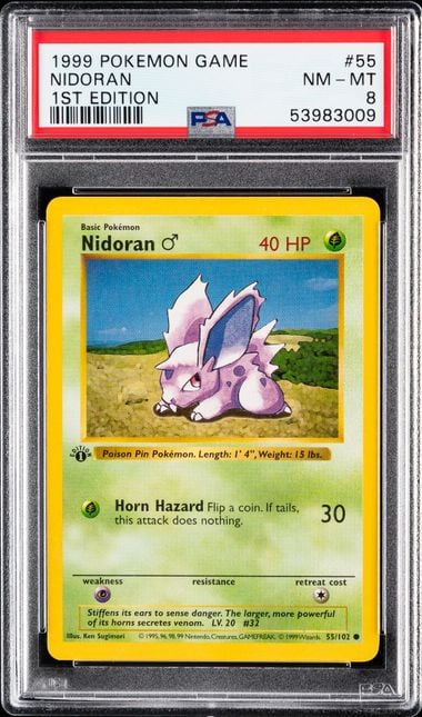 1999 POKEMON GAME #55 NIDORAN 1ST EDITION PSA 8