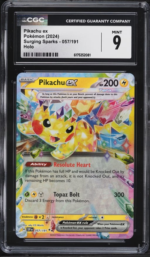 2024 Pokemon Scarlet & Violet Surging Sparks Holo Pikachu EX #57 CGC 9 MINT