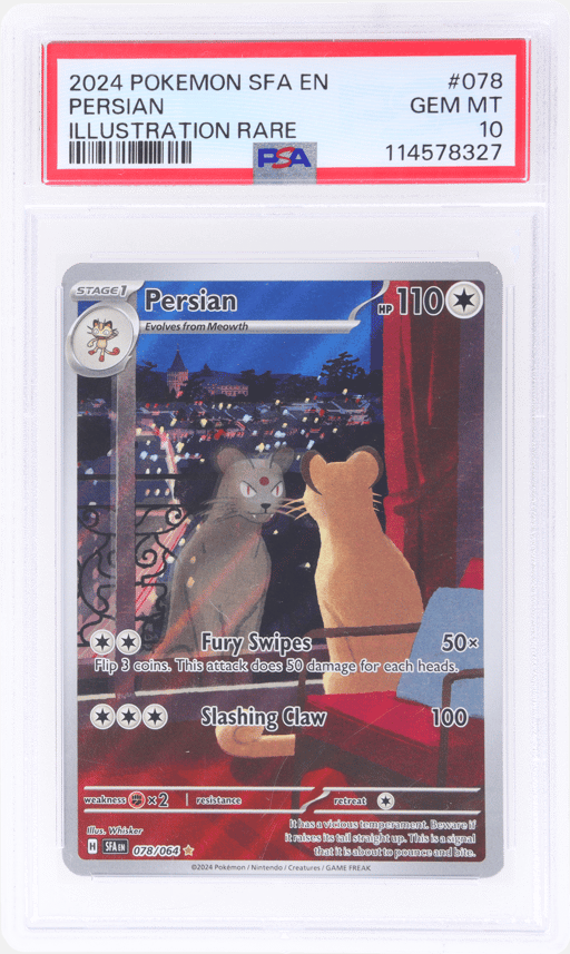 2024 Pokemon Scarlet and Violet Shrouded Fable Illustration Rare Persian #78 PSA 10