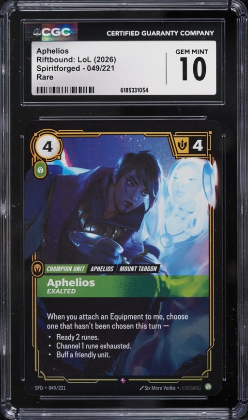 2026 Riftbound League Of Legends Spiritforged Aphelios #049 CGC 10 GEM MINT