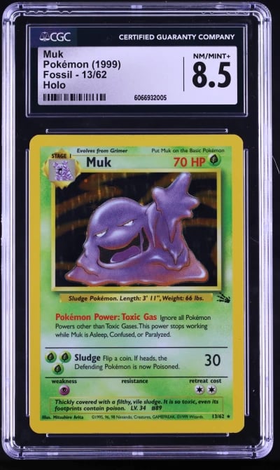 1999 Pokemon Fossil Holo Muk #13 CGC 8.5 NM-MT+