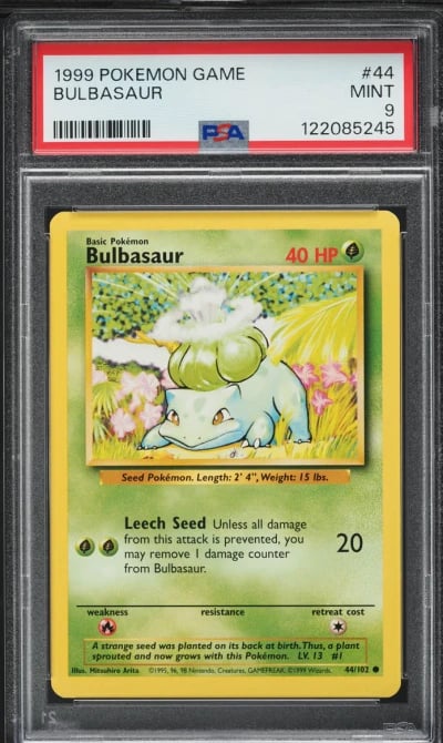 1999 Pokemon Base Set Bulbasaur #44 PSA 9 MINT