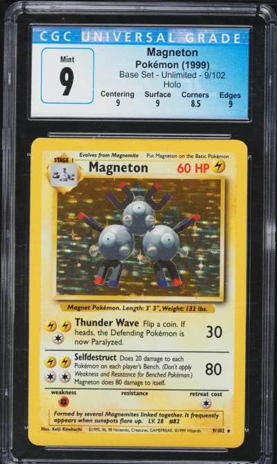 1999 Pokemon Base Set Holo Magneton #9 CGC 9 MINT
