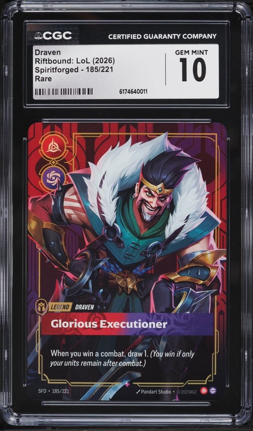 2026 Riftbound League Of Legends LoL Spiritforged Draven #185 CGC 10 GEM MINT