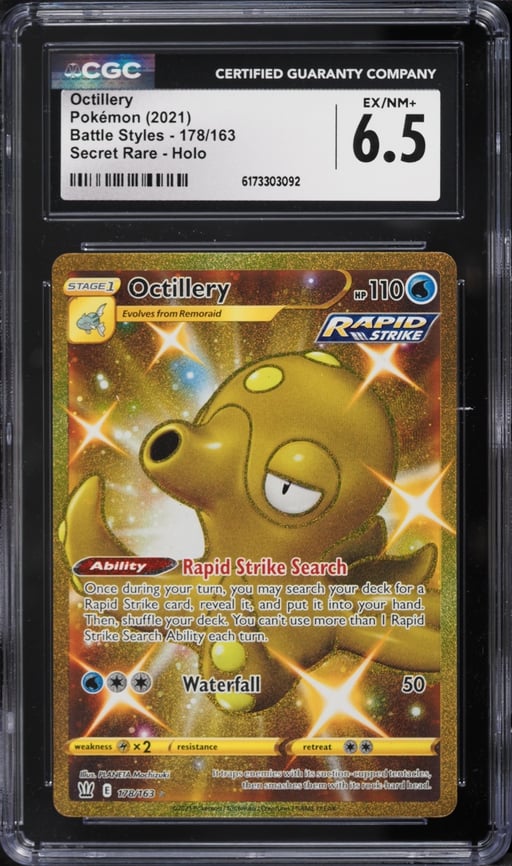 2021 Pokemon Sword & Shield Battle Styles Gold Rare Octillery #178 CGC 6.5 EXMT+