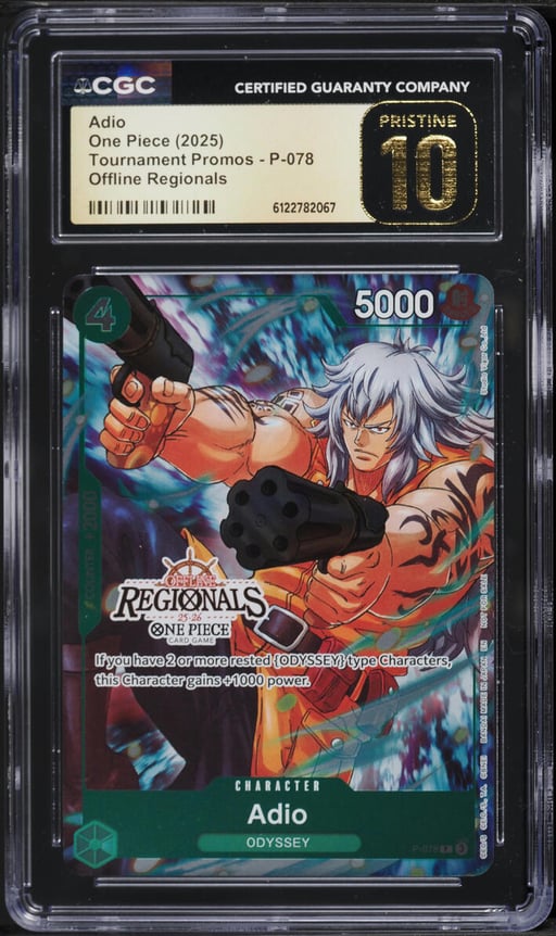 2025 One Piece Tournament Promo Offline Regionals Adio #P-078 CGC 10 PRISTINE