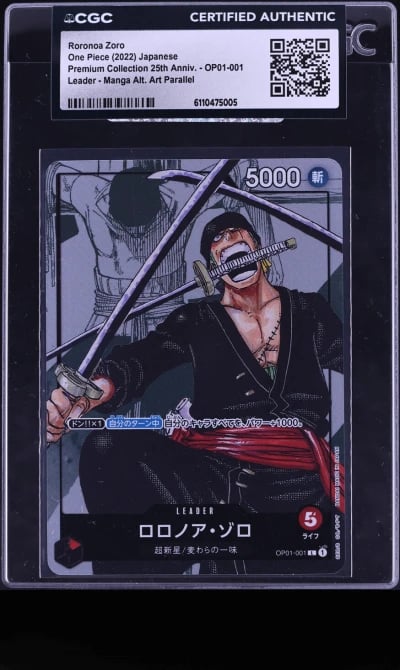 2022 One Piece Japanese Premium 25th Manga Art Leader Roronoa Zoro #OP01-001 CGC AUTH