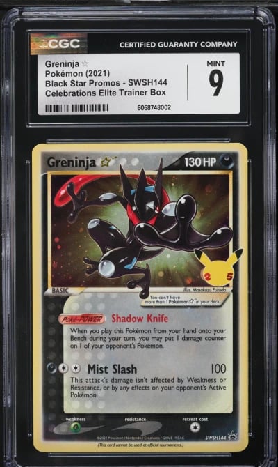 2021 Pokemon SWSH Black Star Promo Celebrations Greninja Gold Star #144 CGC 9