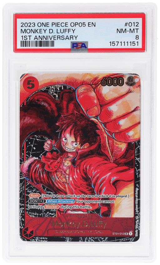 2023 One Piece Awakening of the New Era 1st Anniversary Monkey D. Luffy #ST01-012 PSA 8