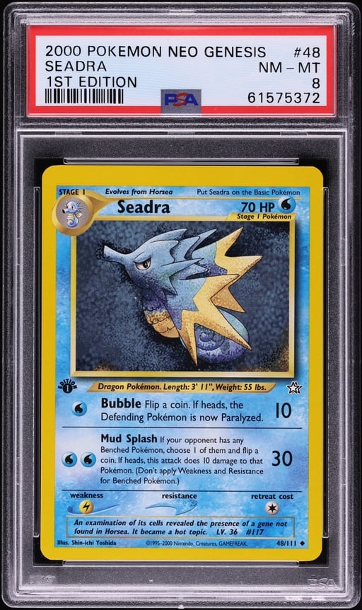 2000 Pokemon Neo Genesis 1st Edition Seadra #48 PSA 8 NM-MT