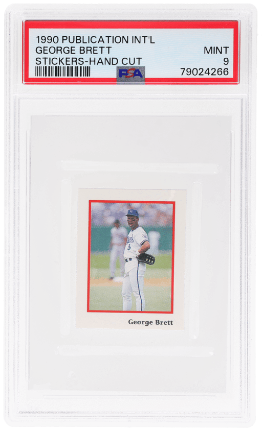 1990 Publication Int'L Stickers Hand Cut George Brett PSA 9