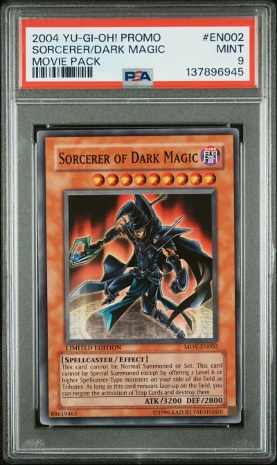 2004 YU-GI-OH! PROMO EN002 SORCERER OF DARK MAGIC MOVIE PACK PSA 9
