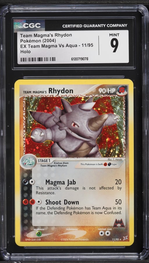 2004 Pokemon EX Team Magma Vs Aqua Holo Team Magma's Rhydon #11 CGC 9 MINT