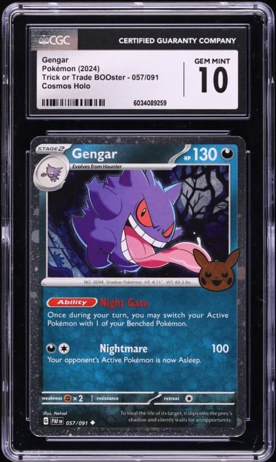 2024 Pokemon SV Paldean Fates Trick Or Trade Holo Gengar #57 CGC 10 GEM MINT