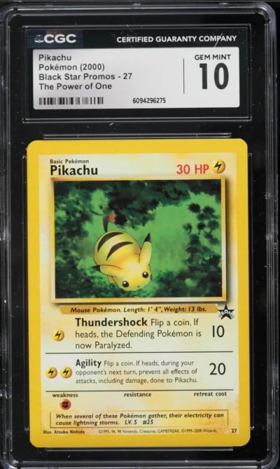 2000 Pokemon Black Star Promo The Power Of One Pikachu #27 CGC 10 GEM MINT