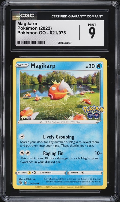 2022 Pokemon Sword & Shield Pokemon GO Magikarp #21 CGC 9 MINT