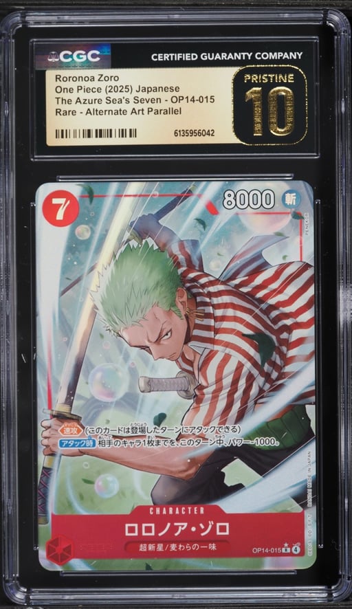 2025 One Piece Japanese The Azure Sea's Seven Alt Art Roronoa Zoro #OP14-015 CGC 10 PRISTINE