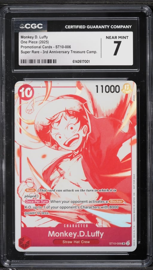 2025 One Piece Promo 3rd Anniversary Treasure SR Monkey D. Luffy #ST10-006 CGC 7 NRMT