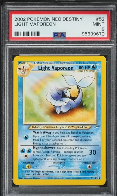 2002 Pokemon Neo Destiny Light Vaporeon #52 PSA 9 MINT