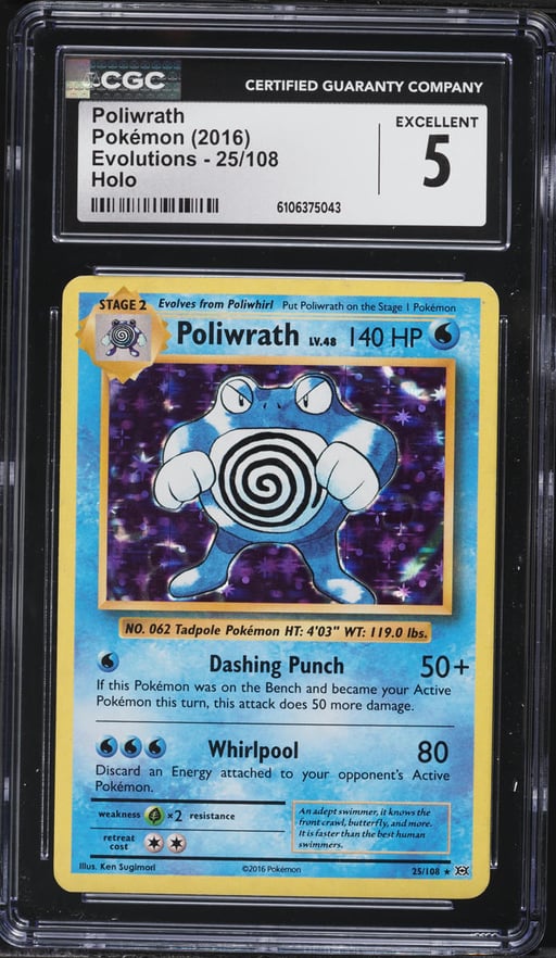 2016 Pokemon XY Evolutions Holo Poliwrath #25 CGC 5 EX