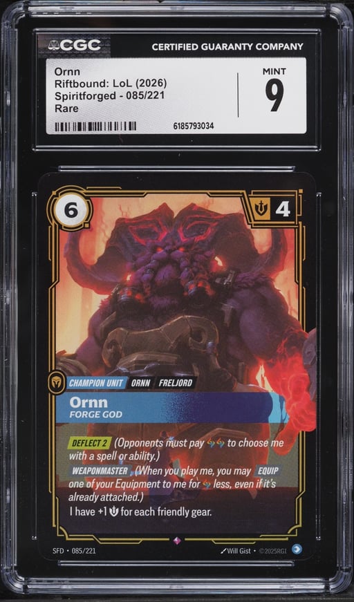 2026 Riftbound League Of Legends LoL Spiritforged Ornn #85 CGC 9 MINT
