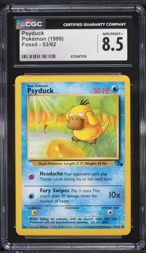 1999 Pokemon Fossil Psyduck #53 CGC 8.5 NM-MT+