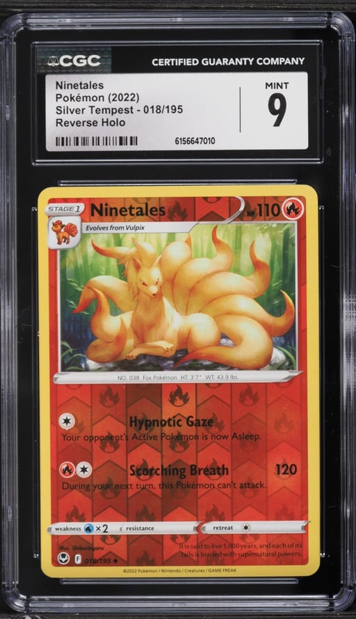 2022 Pokemon Sword & Shield Silver Tempest Reverse Holo Ninetales #18 CGC 9 MINT