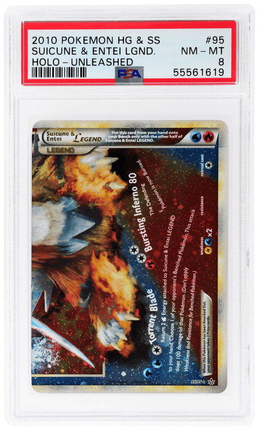 2010 Pokemon Hs Unleashed Holo Entei/Suicune Legend #95 PSA 8