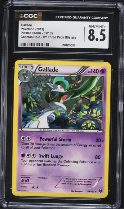 2013 Pokemon Black & White Plasma Storm Cosmos Holo Gallade #61 CGC 8.5 NM-MT+