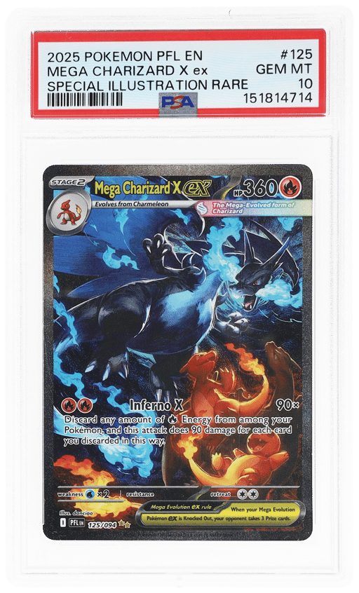 2025 Pokemon Mega Evolution Phantasmal Flames Special Illustration Rare Mega Charizard X Ex #125 PSA 10