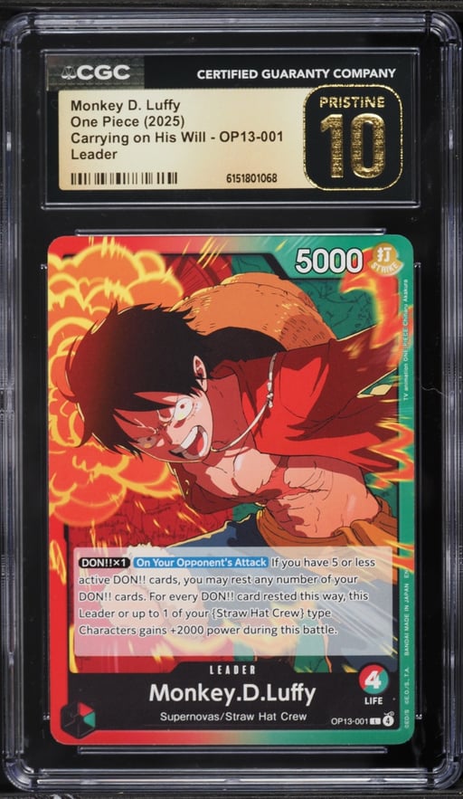2025 One Piece Carrying On His Will Leader Monkey D. Luffy #OP13-001 CGC 10 PRISTINE