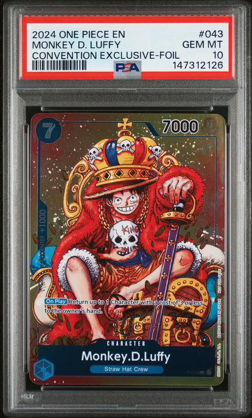 2024 ONE PIECE PROMOS 043 MONKEY D. LUFFY CONVENTION EXCLUSIVE-FOIL PSA 10