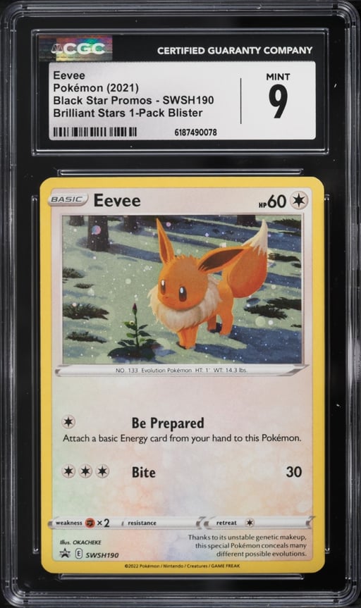 2021 Pokemon Sword & Shield Promo Brilliant Stars 1 Pack Blister Holo Eevee #190 CGC 9 MINT