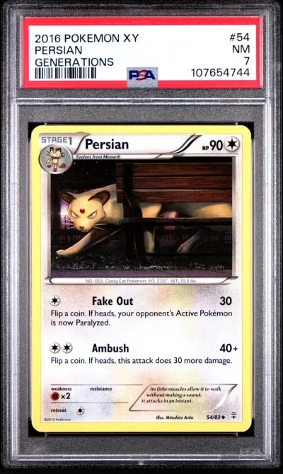 2016 POKEMON XY GENERATIONS #54 PERSIAN PSA 7