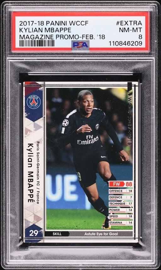 2017 Panini WCCF Extra Kylian Mbappe ROOKIE #EXTRA PSA 8 NM-MT